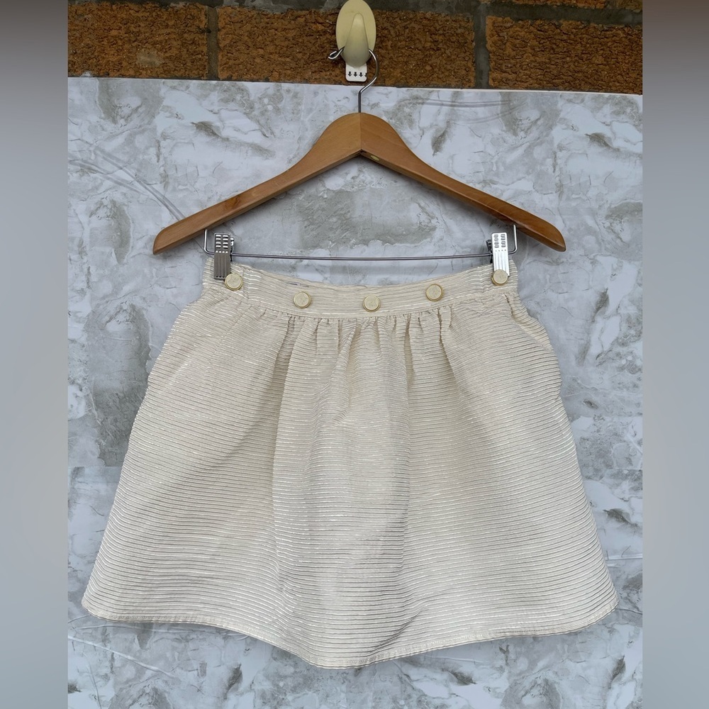 Maison Kitsuné SS15 Cottagecore Cream Textured Mini Skirt - French Girl Chic 36